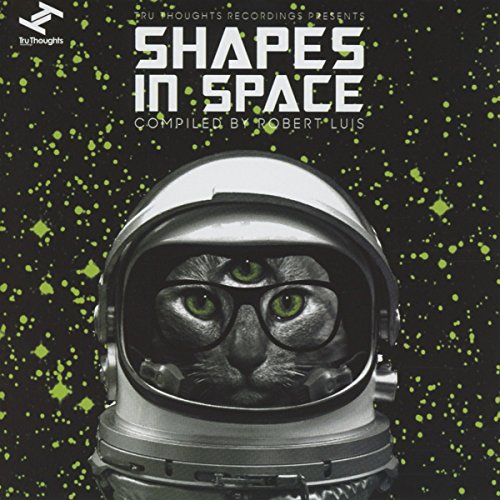 "Album cover featuring a black cat in a space helmet against a black and green background."