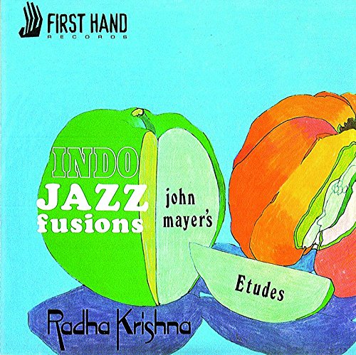 "Album cover featuring colorful, stylized fruit against a blue background, with text overlay."