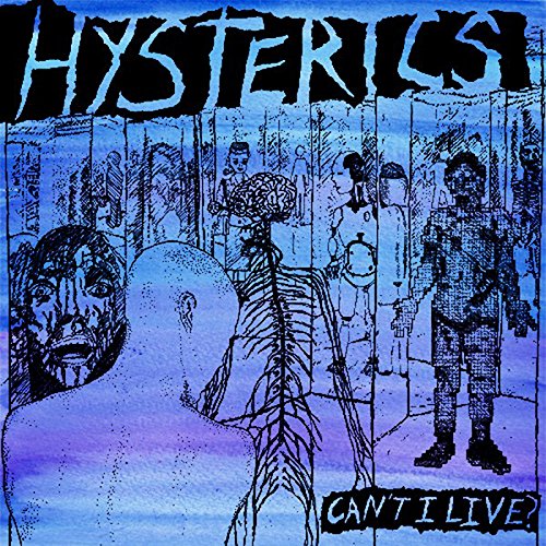 Blue-toned album cover with skeleton drawing and people in the background.