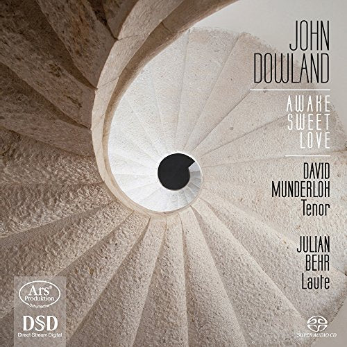 Album cover featuring a spiral staircase with text and logos.
