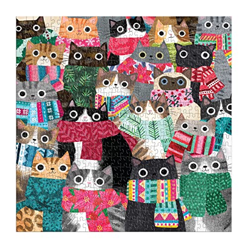 Galison 9780735373693 Wintry Cats Jigsaw Puzzle, Multicoloured, 500 Pieces