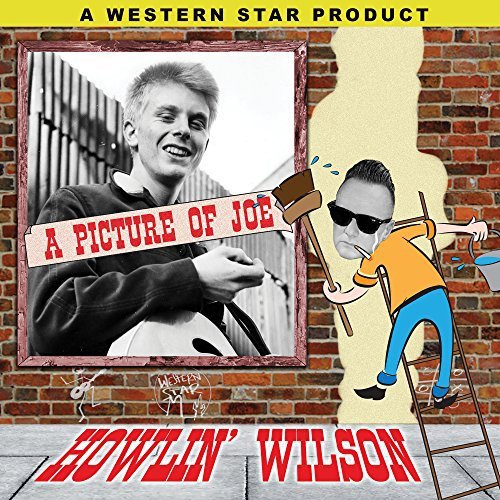 "Vinyl record cover featuring a black-and-white photo and cartoon character on a brick wall."
