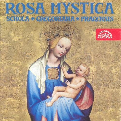 "CD cover featuring a painting of the Virgin Mary holding the baby Jesus."
