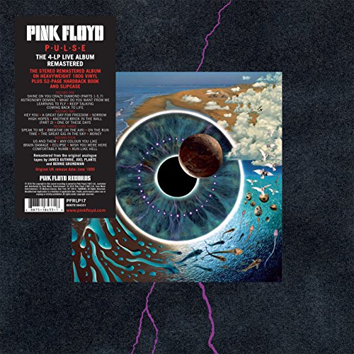 "Pink Floyd vinyl album cover featuring a surreal eye and planet on a dark background."