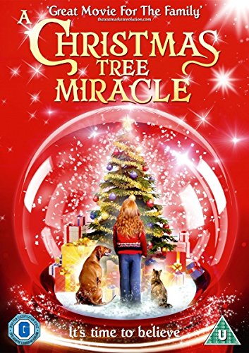 "A Christmas Tree Miracle" DVD cover featuring a girl and animals inside a snow globe.