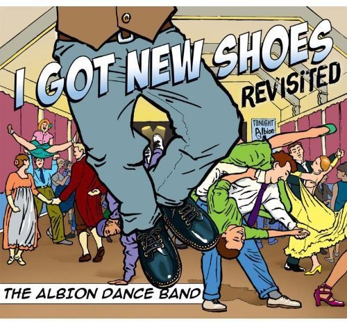 "Album cover art featuring cartoon dancers and a giant shoe, with text overlay."