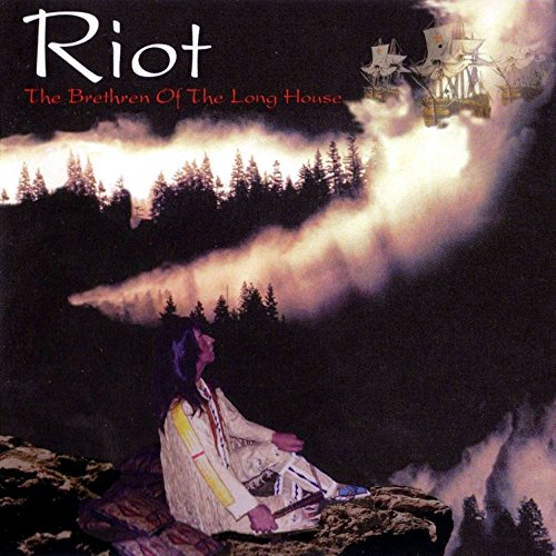 Album cover featuring a person meditating in a misty forest, with a ship in the sky.