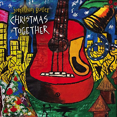 "Album cover art featuring a red guitar and festive holiday elements in a colorful, abstract style."
