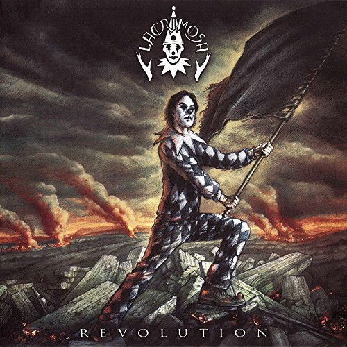 Album cover art: a person holding a flag, amidst a fiery, apocalyptic scene.