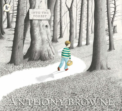 "Book cover illustration of a child walking down a forest path."