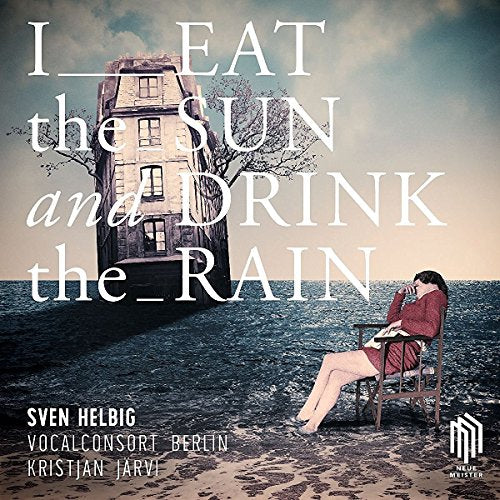 Album cover with surreal image: woman sitting in chair, house floating in water.