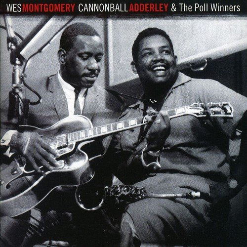 "Black and white album cover with two musicians, one with guitar, the other with saxophone."