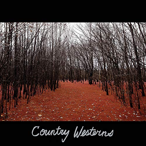 A forest path with red leaves and bare trees, with "Country Westerns" written below.