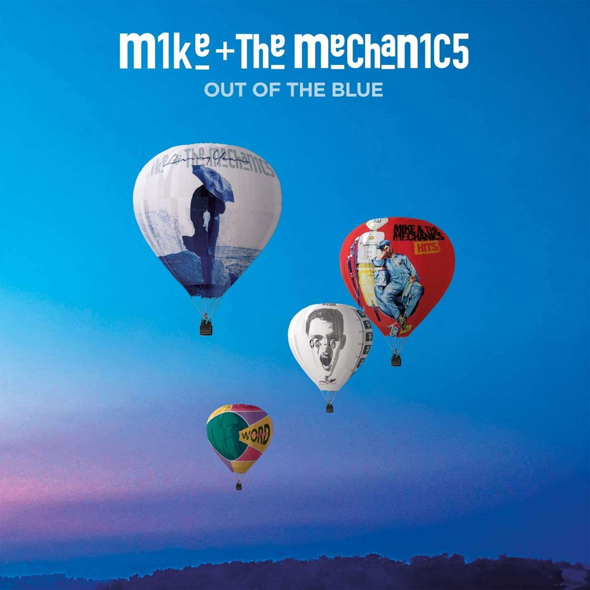 "Album cover with hot air balloons against a blue sky and silhouetted trees."