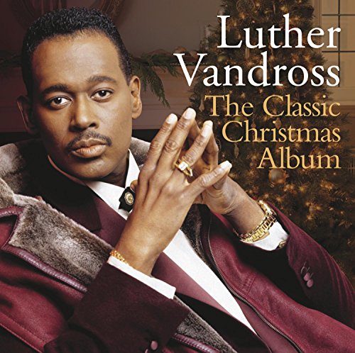 "Luther Vandross album cover featuring a man in a red jacket with a Christmas tree."
