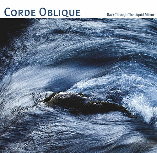 "Album cover with swirling dark blue water and white foam, titled 'Back Through The Liquid Mirror'."