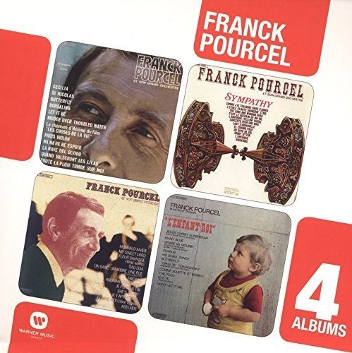 "Four CD album covers with various images and the name 'Franck Pourcel' displayed."