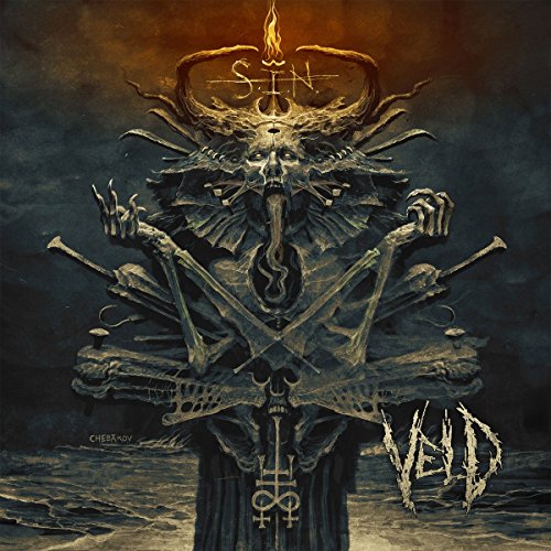 "Album cover art featuring a skeleton figure with multiple limbs and a skull head."