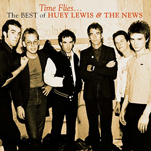 Sepia-toned CD cover featuring a group portrait of Huey Lewis & The News.