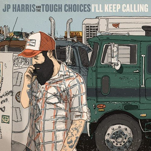 "Album cover art featuring a man with a beard talking on a phone."