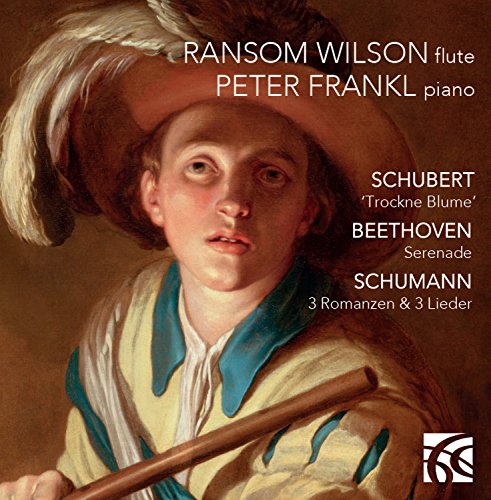"CD cover featuring a portrait of a man holding a flute, wearing a feathered hat."