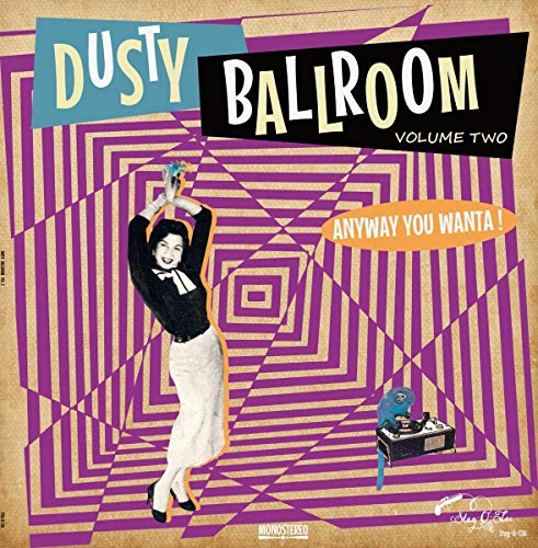"Dusty Ballroom Volume 2" vinyl album cover featuring a dancing woman and geometric pattern.
