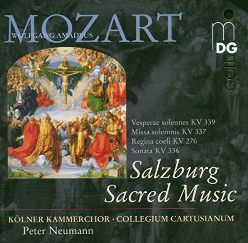 A CD cover featuring a religious painting with "Mozart" and "Salzburg Sacred Music" text.
