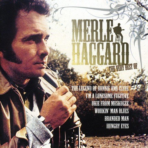 "CD cover featuring Merle Haggard holding a guitar, with song titles listed."