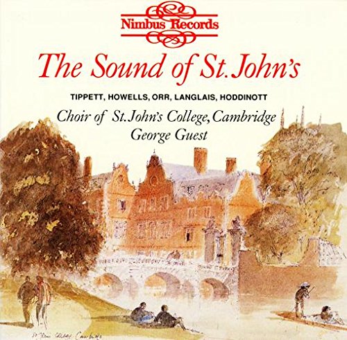 "Album cover with watercolor painting of a college building and bridge."
