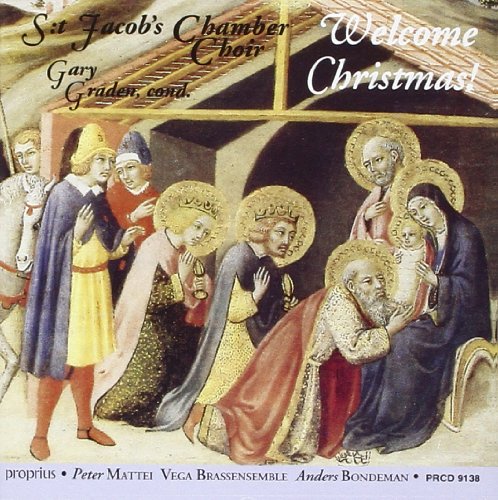 A Christmas CD cover featuring a medieval painting of the Magi visiting Mary and Jesus.