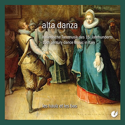 "CD cover featuring a Renaissance painting of people dancing, green border."
