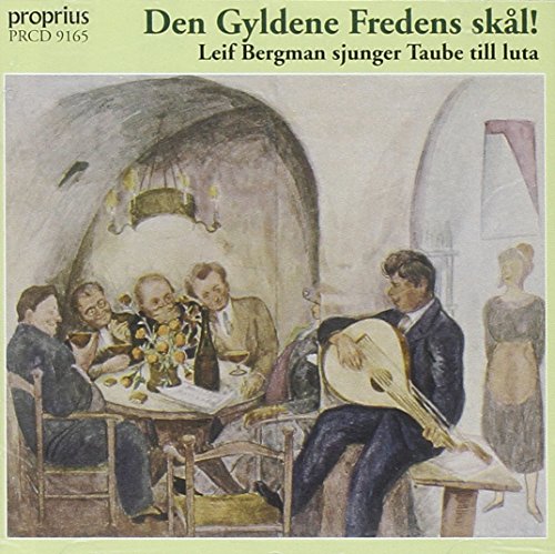 "CD cover with watercolor illustration of people dining and a man playing a lute."