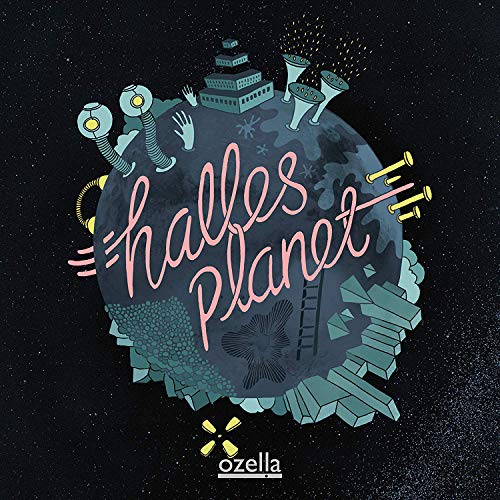 Vinyl record cover with "halles planet" text and cartoon planet illustration against a starry background.