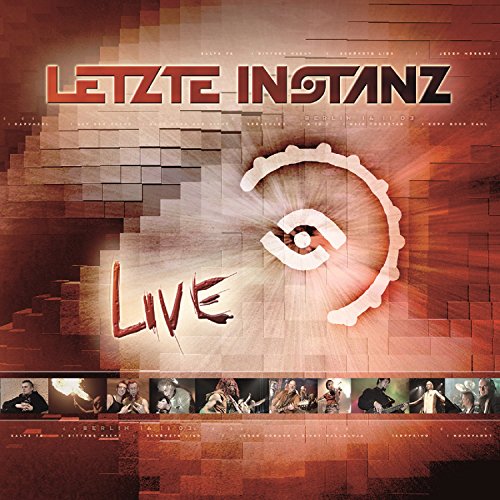 "Album cover with red background, white eye graphic, and band member photos at the bottom."