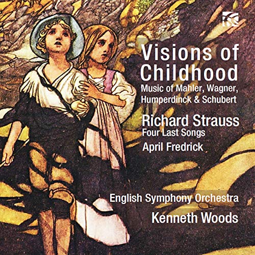 "Album cover featuring illustration of two children, with text listing the artists and orchestra."