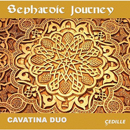 "Album cover with intricate golden mandala design on a brown background, titled 'Sephardic Journey'."