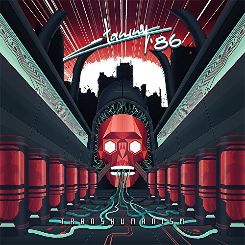 Album cover art featuring a futuristic, red, robotic head with glowing eyes.