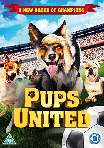 "Pups United" DVD cover featuring dogs on a soccer field.