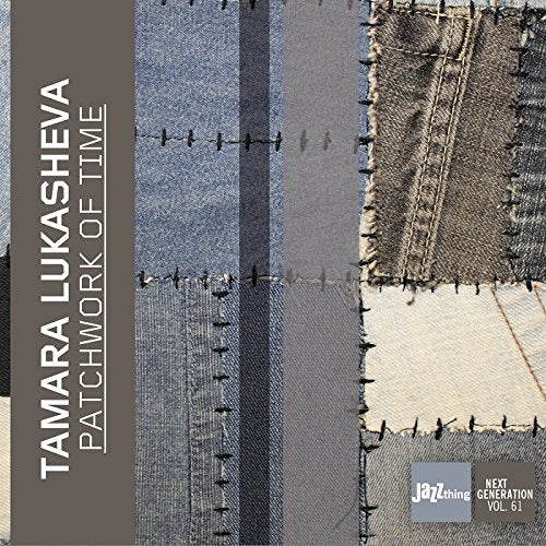 "CD cover with stitched fabric texture and text 'Tamara Lukasheva Patchwork of Time'."