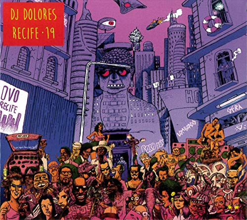Vinyl album cover with cartoon illustration of a crowd and robotic figure.