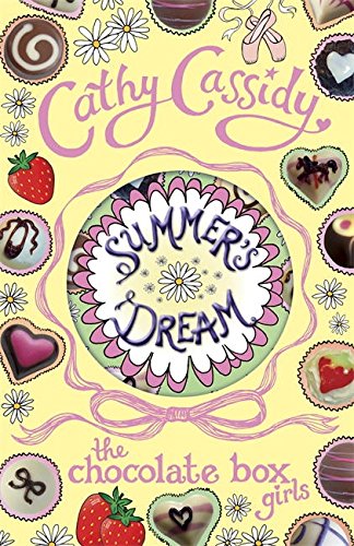 Book cover with yellow background, pink text, and chocolate-themed decorations.