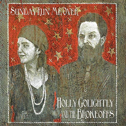 "Album cover with a man and woman against a red patterned background."