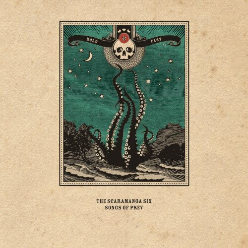 The image depicts a vintage-style album cover with an octopus and skull illustration.