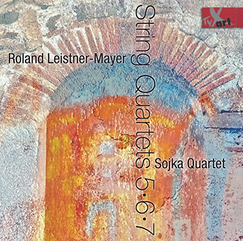 Album cover with abstract, multicolored design and text overlay, featuring artist and ensemble names.