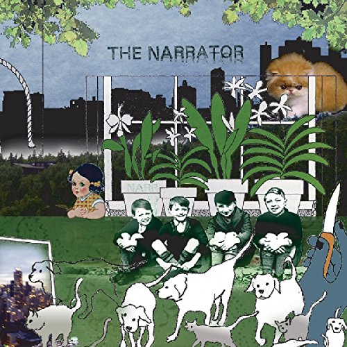 "Album cover art featuring cartoon people and animals in a garden scene."