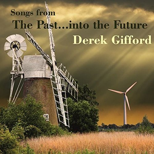 "Album cover featuring an old windmill and a modern wind turbine in a field."