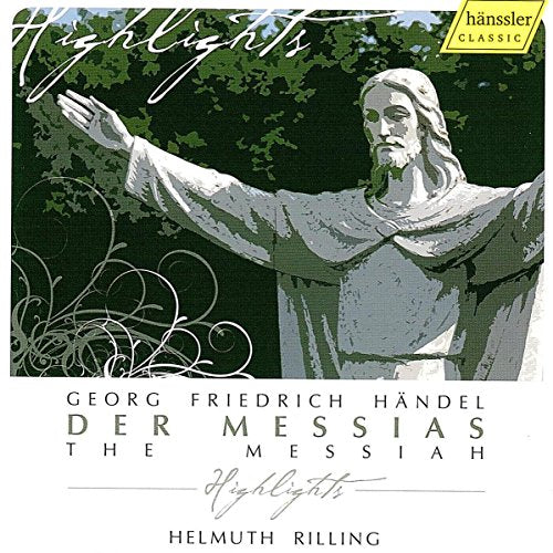 "CD cover featuring a statue of Jesus with outstretched arm, green foliage background."