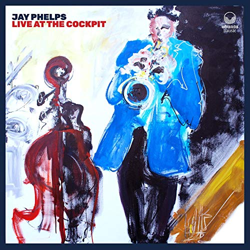 "Album cover with abstract painting of a man playing saxophone and a dancer."