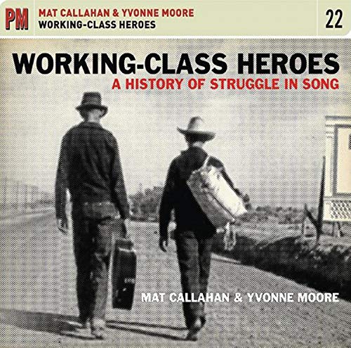 "Album cover with two men walking down a road, carrying suitcases."
