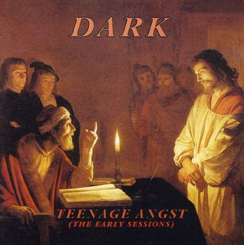 "Album cover art: 'Dark - Teenage Angst' featuring a Renaissance-style painting of Jesus and others."
